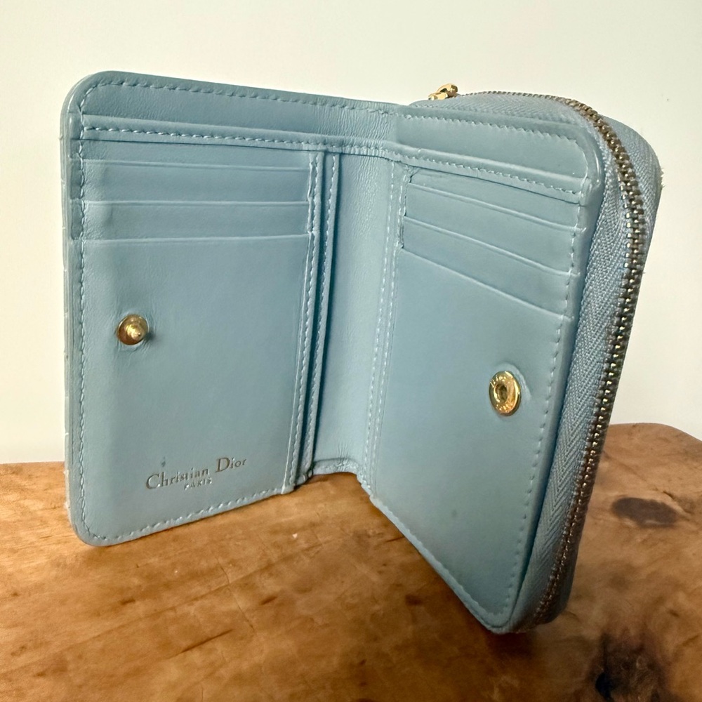 Dior Blue Cannage Compact Wallet - Picture 3 of 6